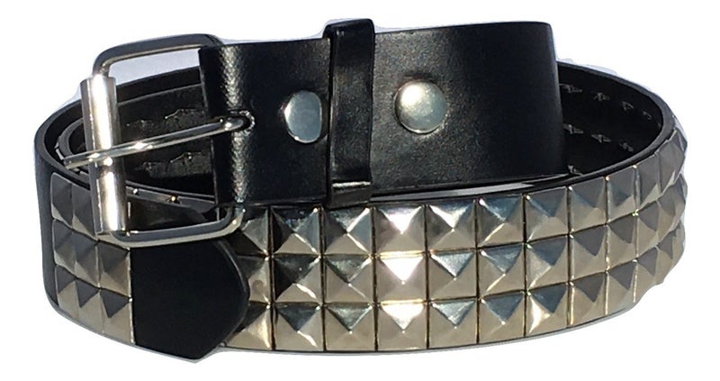 Dangerous Threads Black Studded Belt- 1 1/2" - Bright Nickel Pyramid Studs - Punk, Goth - Image 4