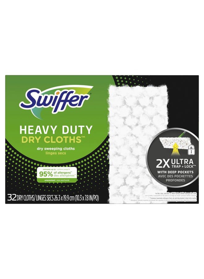 Swiffer Sweeper Heavy Duty Dry Multi-Surface Cloth Refills for Floor Sweeping and Cleaning, Unscented, 32 Count - Image 1