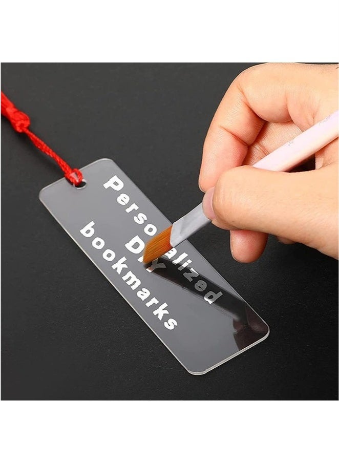 KENSON 15 Pieces Blank Acrylic Bookmark Set Craft Clear Acrylic Blank Bookmark with Mini Bookmark Tassel, DIY Projects and Present Tag Crafts Party Decor - Image 3