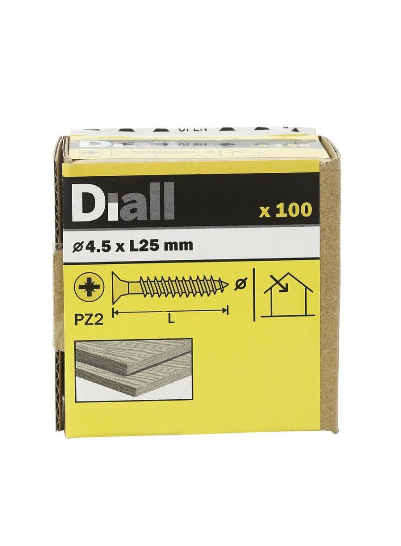 ACE Diall Zinc-Plated Carbon Steel Wood Screw Pack 4.5 x 25mm 100Pcs