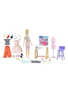 Mattel BARBIE Barbie Fashion Designer Doll & 25+ Accessories, Studio Playset Includes Furniture, Sewing Machine & Mannequin, Blonde Doll  - Image 2
