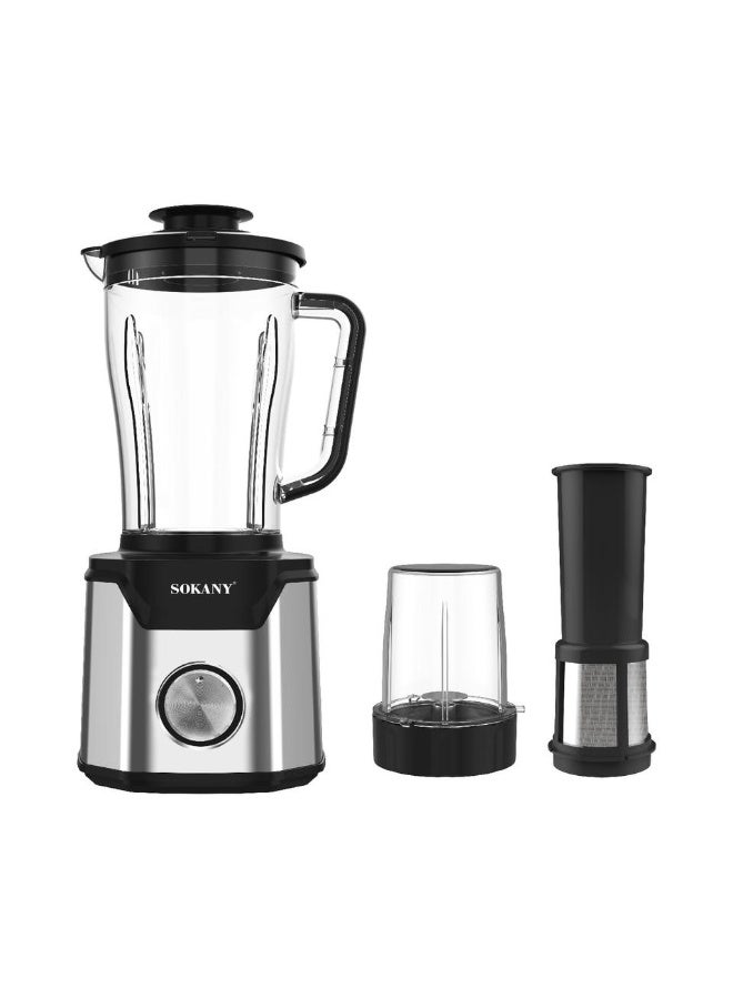سوكاني خلاط  استنالس ستيل من سوكاني متعدد الاستخدام 3 في 1 بقوة 1000 وات وسعة 2.5 لتر – أداء قوي لطحن ومزج وطحن القهوة بكل سهولةيجمع بين خلاط العصائر ومطحنة القهوة ومفرمة التوابل في جهاز واحد مع وعاء ضد الكسر (تقنية حديثة ومتطورة من سوكاني) 03072 -SK - Image 2