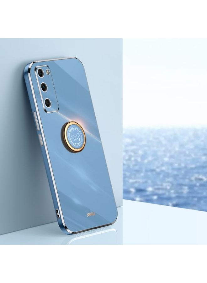 HuHa Case Cover For Honor 30 Youth XINLI Straight 6D Plating Gold Edge TPU Shockproof Case with Ring Holder Celestial Blue 