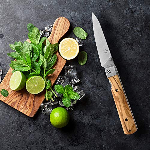 SENBON 440A stainless steel Ultra sharp pocket folding Japanese peeling utility knife Natural Olive Handle Camping trip Outdoor Portable knife - Image 3