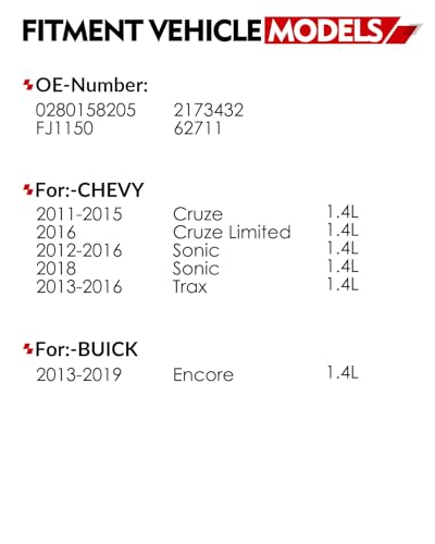 AOTPAT GM55565970 14L L4 Fuel Injectors ForChevy 14 Cruze Sonic Trax 2011 2012 2013 2014 2015 2016 forBuick Encore 20132019 14L Turbocharged 4 Holes OE 0280158205 Set of 4 - Image 3