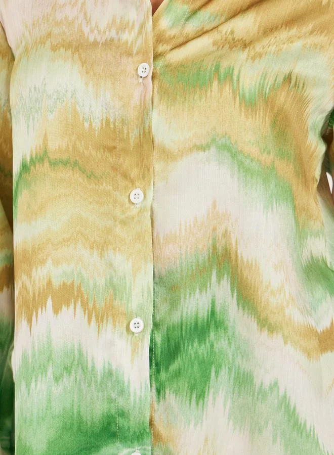 Styli Ombre Print Buttoned Oversized Shirt