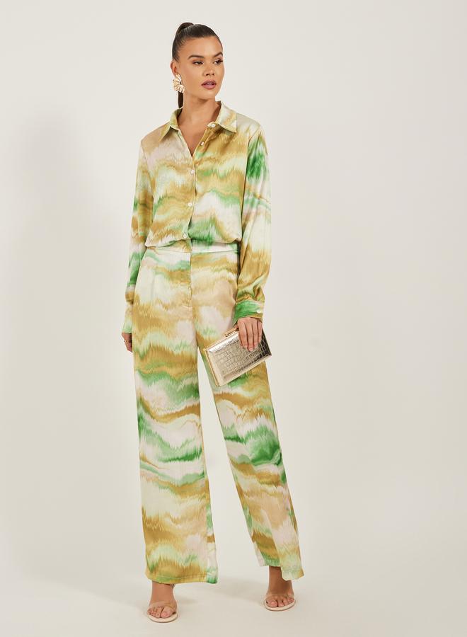 ستايلي قميص أوفيرسايز بطبعة أومبر وأزرار - Image 2