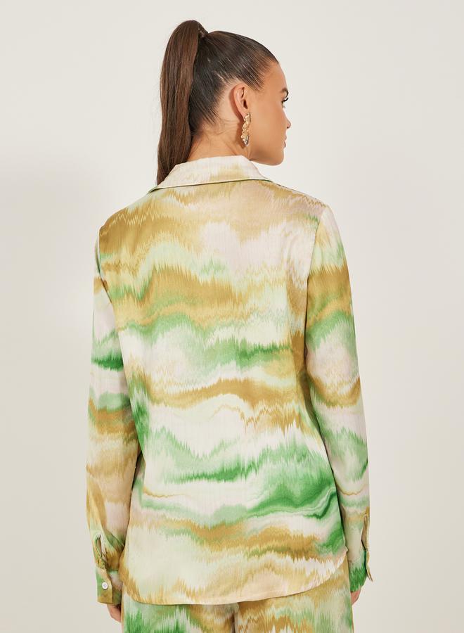 ستايلي قميص أوفيرسايز بطبعة أومبر وأزرار - Image 5