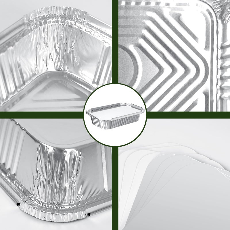 NotwoeÂ® 30 Pack Disposable Aluminum Pans With Lids, 10x7.5 And 7.3x5.3 Square 6.9x4.3 Square Combo Set, Disposable Baking and Cake Pan. (30 Pack w/Lids) - Image 3