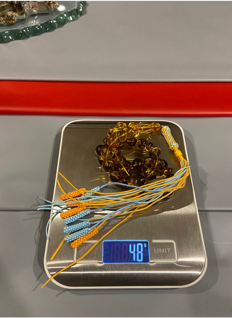 بيرسونال تاتش - سبحة رجالية من الكهرمان الطبيعي البلطيقي الحُر عدد الخرز 33 ومقاس الخرز 12.5mm - Image 1