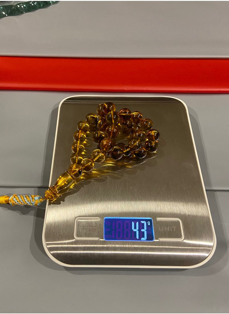 بيرسونال تاتش - سبحة رجالية من الكهرمان الطبيعي البلطيقي الحُر عدد الخرز 33 ومقاس الخرز 12.5mm - Image 1