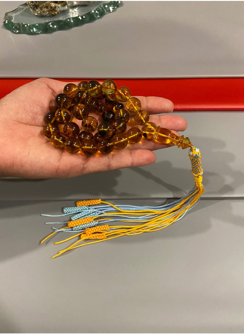 بيرسونال تاتش - سبحة رجالية من الكهرمان الطبيعي البلطيقي الحُر عدد الخرز 33 ومقاس الخرز 12.5mm - Image 1