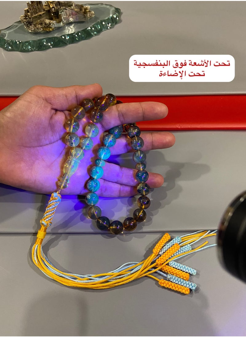 بيرسونال تاتش - سبحة رجالية من الكهرمان الطبيعي البلطيقي الحُر عدد الخرز 33 ومقاس الخرز 12.5mm - Image 1