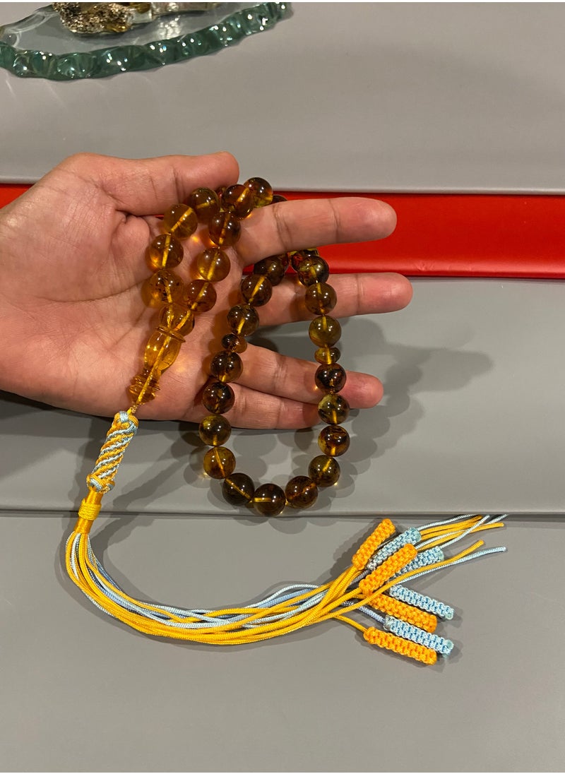 بيرسونال تاتش - سبحة رجالية من الكهرمان الطبيعي البلطيقي الحُر عدد الخرز 33 ومقاس الخرز 12.5mm - Image 1