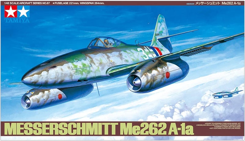 Tamiya 1:48 WWII German Messerschmitt Me262 A-1A Model Kit - Unpainted Plastic Assembly Craft - Image 2
