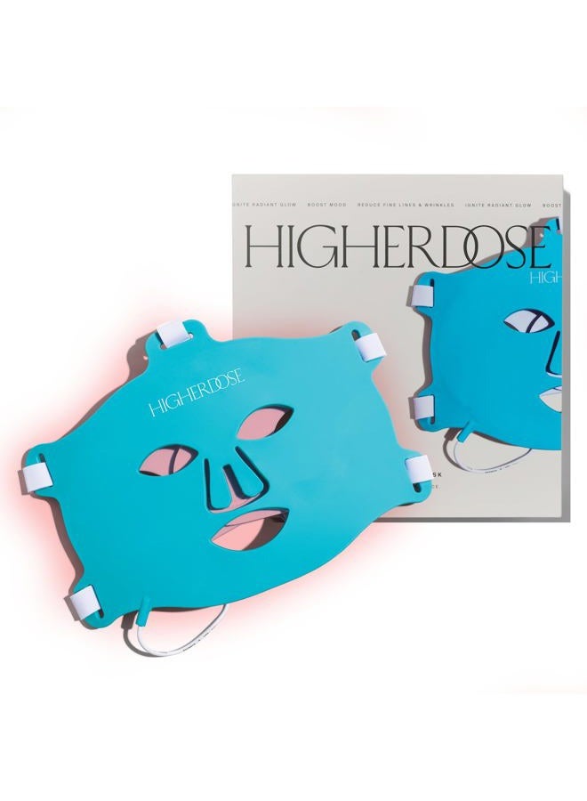 HIGHERDOSE Red Light Therapy Face Mask - Cordless At-Home LED Facial Light Therapy - Promotes Cellular Renewal, Healing, & Glowing Skin - LED Face Mask to Target Fine Lines, Wrinkles & Redness - Image 1