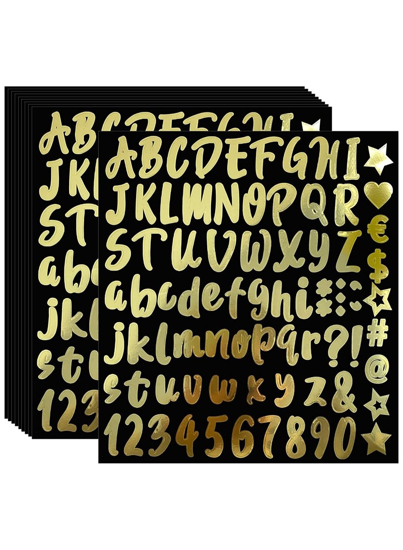 810 Pieces 10 Sheets Self-Adhesive Vinyl Letters Numbers Kit, Alphabet Stickers Mailbox Sticker for Mailbox, Signs, Home, Window, Cars, Door, Business, Address Number (1 Inch, Gold) - Image 1