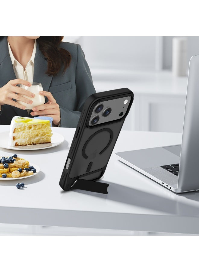 Magnetic Compatible with iPhone 17 Pro Max  Case, 【Built-in Invisible Kickstand】【Compatible with Mag-Safe】Slim Translucent Matte Phone Case  Slim Fit Military Grade Drop Protection Shockproof Anti-Fingerprint Phone Case, 6.9'' inch 2025 - Image 4