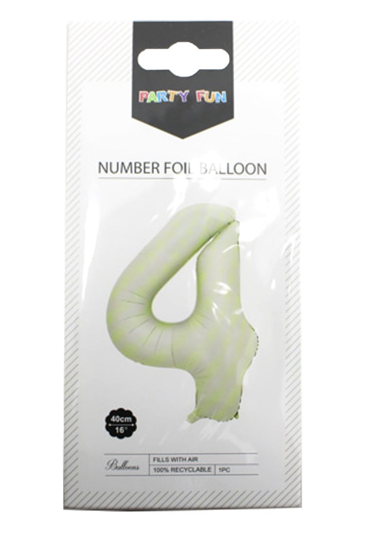 PARTY FUN - Foil Number Balloon 16" No.4 Cream Color - Image 1