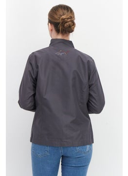 Greg Norman Women Spread Collar Solid Jacket, Grey  - Image 4