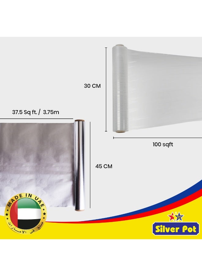 Silver Pot Heavy Duty Aluminium Foil Promo Pack – 2 Rolls (45 cm x 3.75 m Each) Plus 1 Free Cling Film – Durable and Multi-Purpose for Cooking, Baking, Wrapping, and Storing Food - Image 5