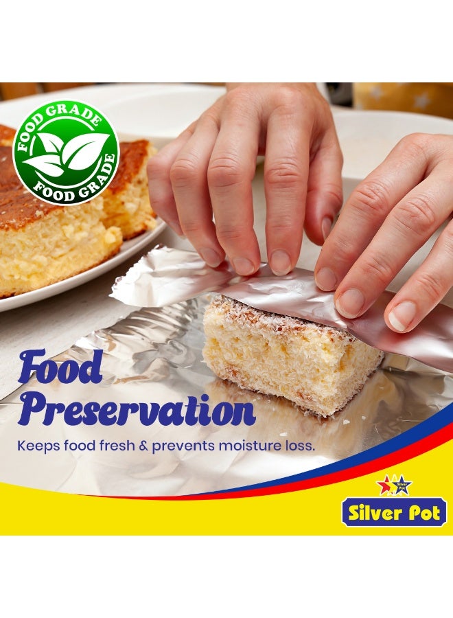 Silver Pot Heavy Duty Aluminium Foil Promo Pack – 2 Rolls (45 cm x 3.75 m Each) Plus 1 Free Cling Film – Durable and Multi-Purpose for Cooking, Baking, Wrapping, and Storing Food - Image 3
