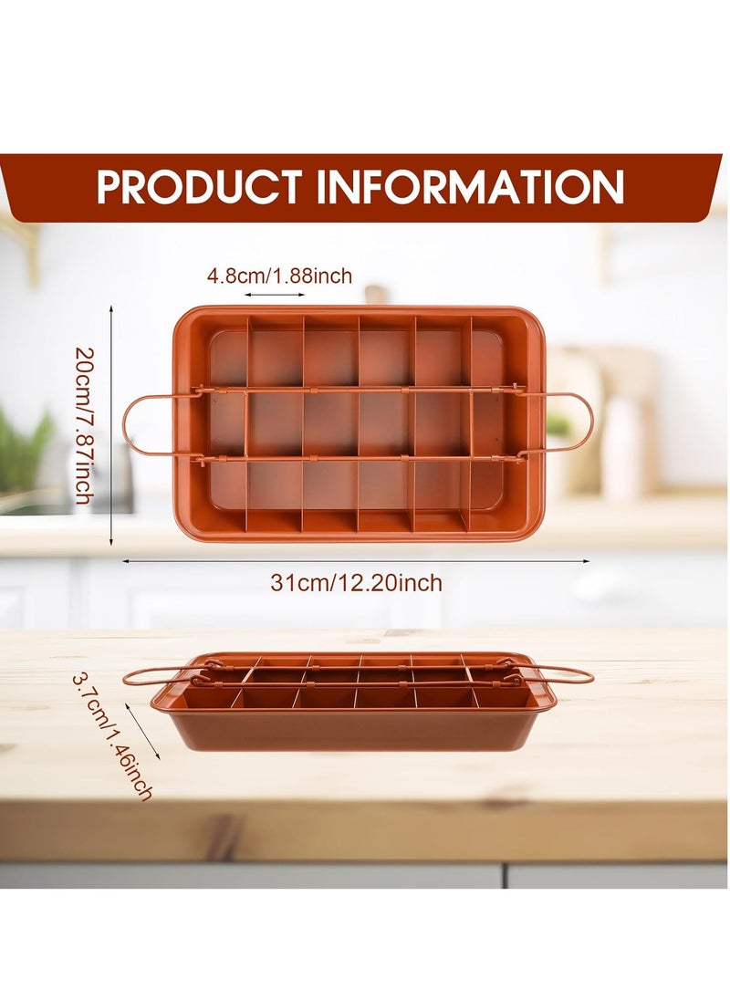 Arabest Brownie Baking Tray, Non-Stick Brownie Cake Pan with Dividers and Grips, 18 Pre-slice Brownie Pan for Baking Bread, Cookie, Cake, Chocolate(Orange)  - Image 5