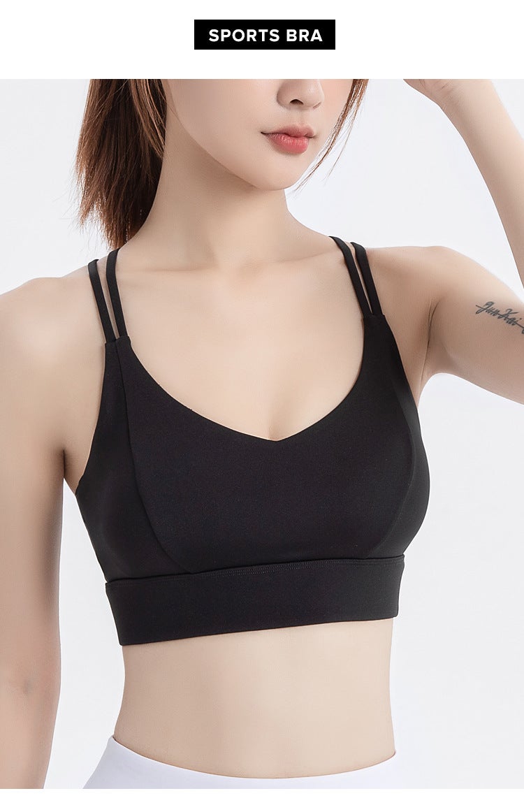 High Texture Sports Bra Professional With Chest Pad Net Red Beautiful Back Yoga Vest Fashion Shape Fitness Bra - Image 4