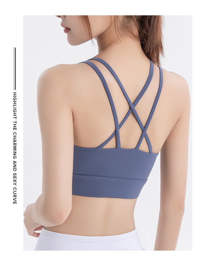 High Texture Sports Bra Professional With Chest Pad Net Red Beautiful Back Yoga Vest Fashion Shape Fitness Bra - Image 2