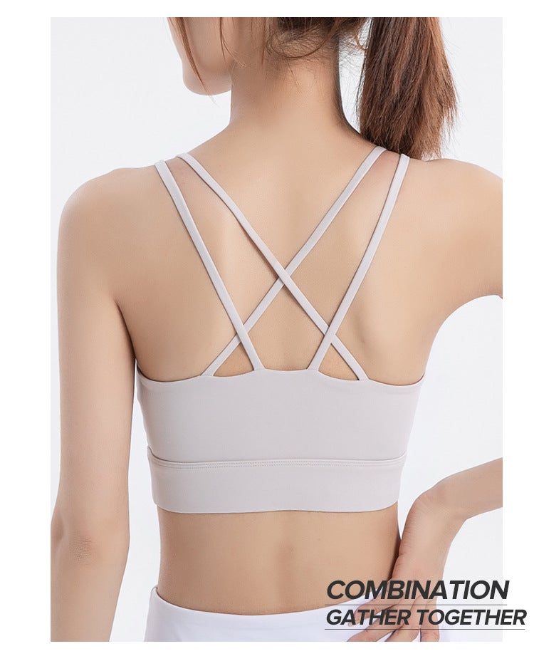 High Texture Sports Bra Professional With Chest Pad Net Red Beautiful Back Yoga Vest Fashion Shape Fitness Bra - Image 3