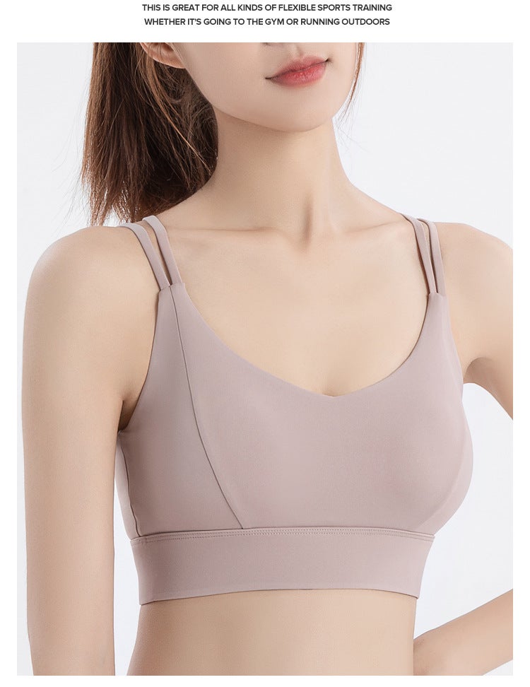 High Texture Sports Bra Professional With Chest Pad Net Red Beautiful Back Yoga Vest Fashion Shape Fitness Bra - Image 1