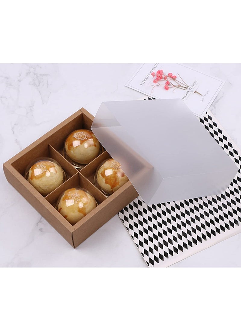 Cupcake Boxes with Inserts and Display Windows, Brown Kraft Treats Gift Boxes, Cupcake Containers for Baking Pastries Goodies Biscuits (15 Packs 4 Lattices) - Image 1