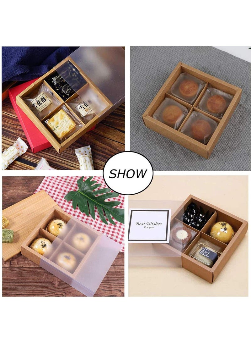 Cupcake Boxes with Inserts and Display Windows, Brown Kraft Treats Gift Boxes, Cupcake Containers for Baking Pastries Goodies Biscuits (15 Packs 4 Lattices) - Image 5