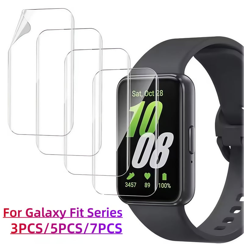 5 قطع واقي شاشة من مادة TPU الهيدروجيل الناعم لساعات سامسونج Galaxy Fit وFit E وFit 2 وFit 3 وFit 2019 و2024 والموديلات المشابهة - تقنية الإصلاح الذاتي خلال 24 ساعة - فائق النحافة - امتصاص الصدمات - شفافية عالية - حساسية عالية - تغطية كاملة - Image 1