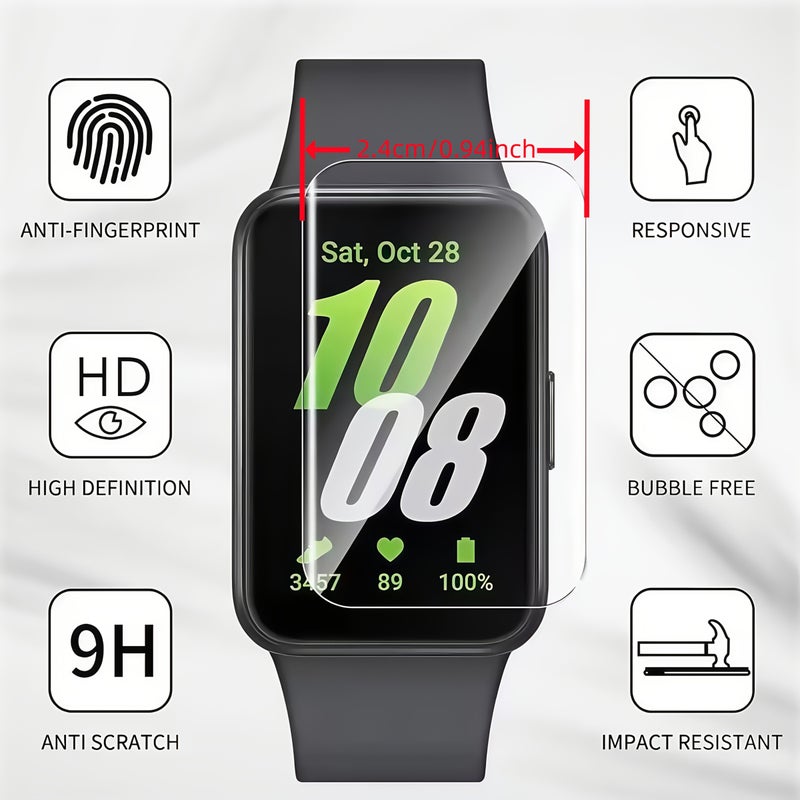 5 قطع واقي شاشة من مادة TPU الهيدروجيل الناعم لساعات سامسونج Galaxy Fit وFit E وFit 2 وFit 3 وFit 2019 و2024 والموديلات المشابهة - تقنية الإصلاح الذاتي خلال 24 ساعة - فائق النحافة - امتصاص الصدمات - شفافية عالية - حساسية عالية - تغطية كاملة - Image 4