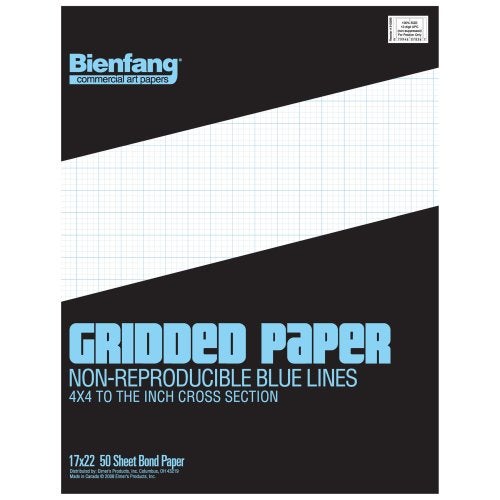 Bienfang Designer Grid Paper Pad, 4x4 Cross Section, 17 x 22 inches, 50 Sheets - Image 1
