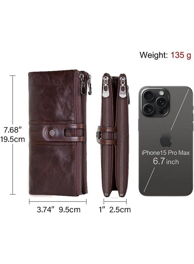 Contacts Bifold Wallets for Women | Genuine Leather Ladies Clutch/Wallet with RFID Protection | Slim Zipper Purse/Card Holder Organizer for Women (W15-Brown)‚Ä¶ - Image 2