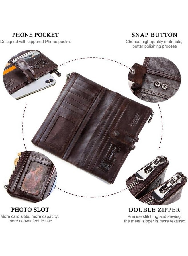 Contacts Bifold Wallets for Women | Genuine Leather Ladies Clutch/Wallet with RFID Protection | Slim Zipper Purse/Card Holder Organizer for Women (W15-Brown)‚Ä¶ - Image 4