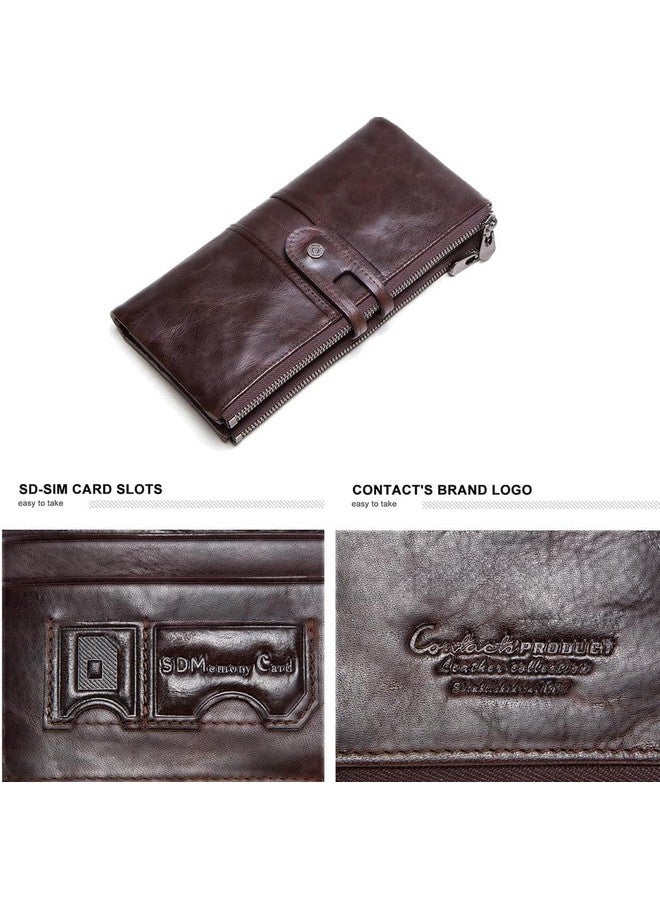 Contacts Bifold Wallets for Women | Genuine Leather Ladies Clutch/Wallet with RFID Protection | Slim Zipper Purse/Card Holder Organizer for Women (W15-Brown)‚Ä¶ - Image 5