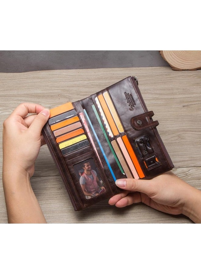 Contacts Bifold Wallets for Women | Genuine Leather Ladies Clutch/Wallet with RFID Protection | Slim Zipper Purse/Card Holder Organizer for Women (W15-Brown)‚Ä¶ - Image 3