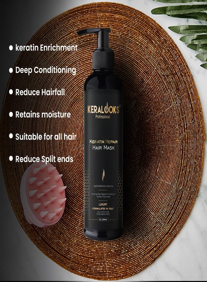 Keralooks Professional® Smoothing Plus Keratin Shampoo & Mask | Keratin + Argan Oil | Controls Frizz, Smoothens & Nourishes Dry Hair | For Straighter, Shinier Hair | 250ml Each | Hair Care for Women - Image 3