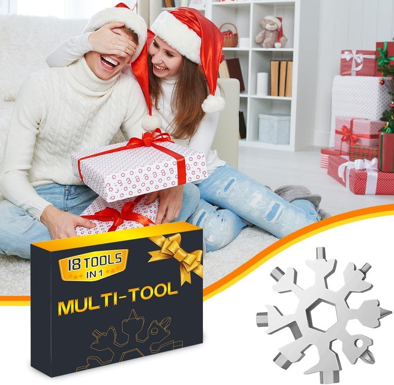 Cutiful 18 in 1 Snowflake Multitool & 8 in 1 Card Tool Stocking Stuffers for Men Christmas Gifts, Multi Tools for Dad from Daughter Son, Gifts for Men (silver) - Image 4