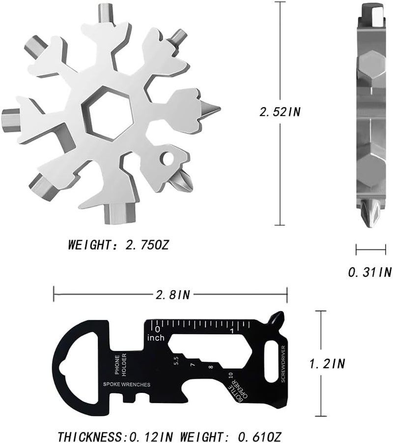 Cutiful 18 in 1 Snowflake Multitool & 8 in 1 Card Tool Stocking Stuffers for Men Christmas Gifts, Multi Tools for Dad from Daughter Son, Gifts for Men (silver) - Image 5