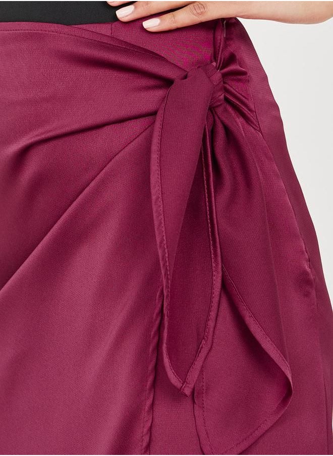Styli - Satin Wrap Front Midi Skirt - Image 1