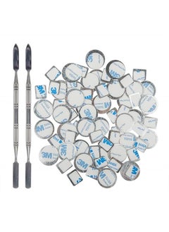 DanziX 70Pcs Metal Stickers for magnetic palette, Palette Empty Eyeshadow Makeup Palette + 2 Depotting Spatula (35Pcs Round + 35Pcs Square)  - Image 1
