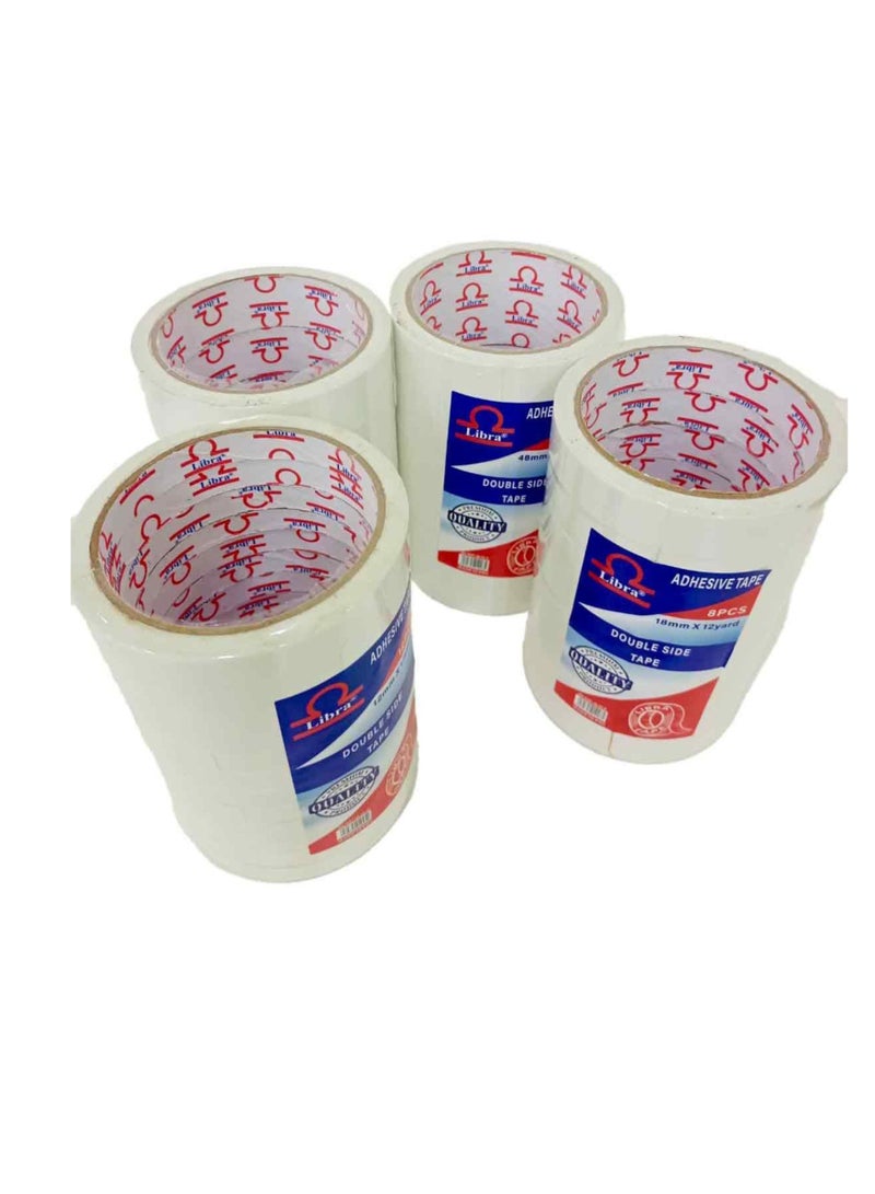 Libra Double Sided Tissue Tapes 3″ (Pack of 1 ROLL 8 pieces inside) 48mmx12 yards - Image 1