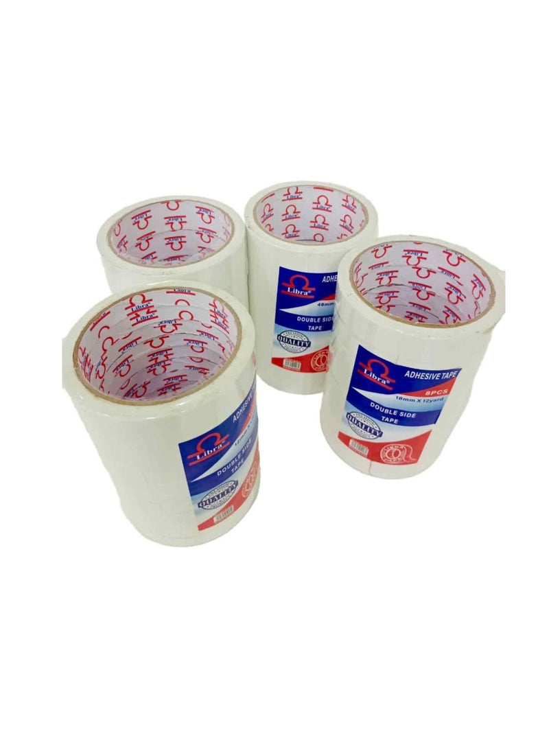 Libra Double Sided Tissue Tapes 3″ (Pack of 1 ROLL 8 pieces inside) 48mmx12 yards - Image 2