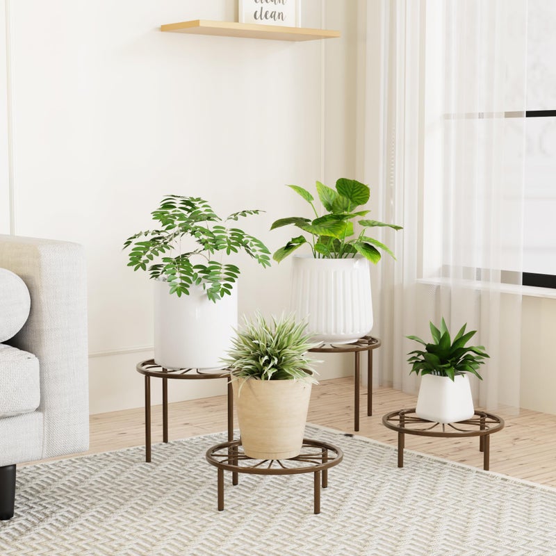 Chinpakden Brown Plant Stand Plant Holder - 10.24'' Short Plant Riser for Garden Courtyard, Heavy Duty Flower Stand for Multiple Plant Indoor or Outdoor. - Image 2