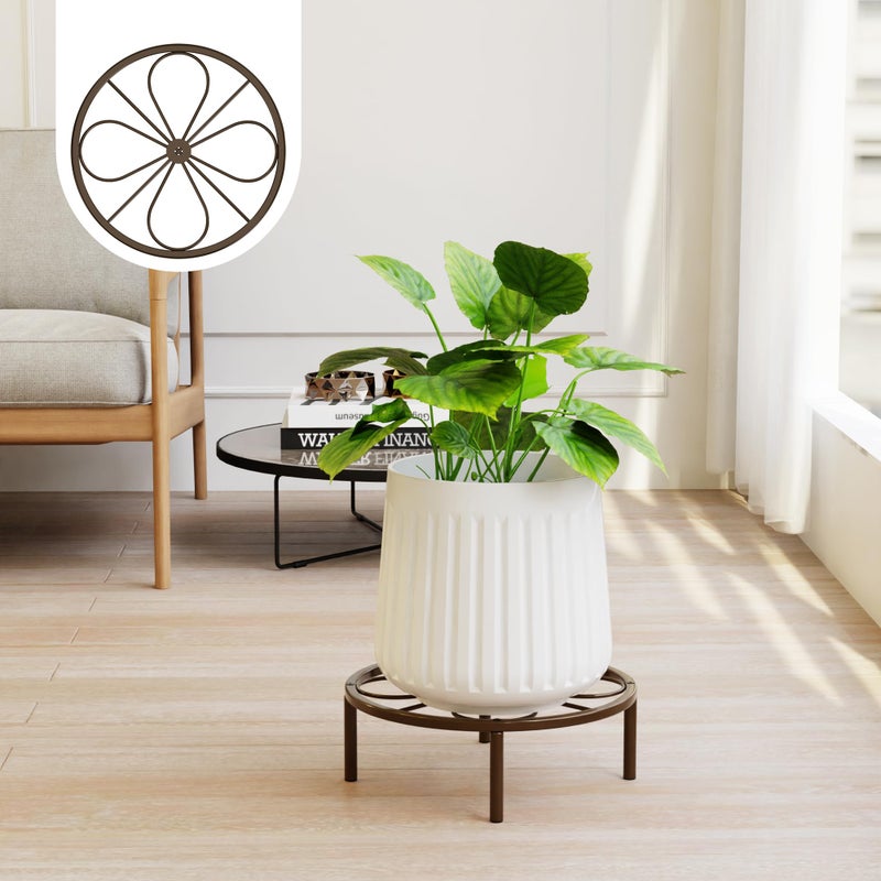 Chinpakden Brown Plant Stand Plant Holder - 10.24'' Short Plant Riser for Garden Courtyard, Heavy Duty Flower Stand for Multiple Plant Indoor or Outdoor. - Image 1