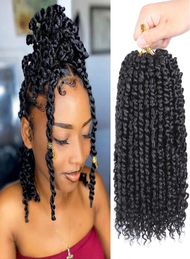 Xtrend 8 Packs Passion Twist Crochet Hair 10 Inch Pre Twisted Natural Black Passion Twist Hair,Pre-looped Crochet Braids Hair For Women Bohemian Synthetic Passion Braiding Hair Extension (8packs, 1B#) - Image 1